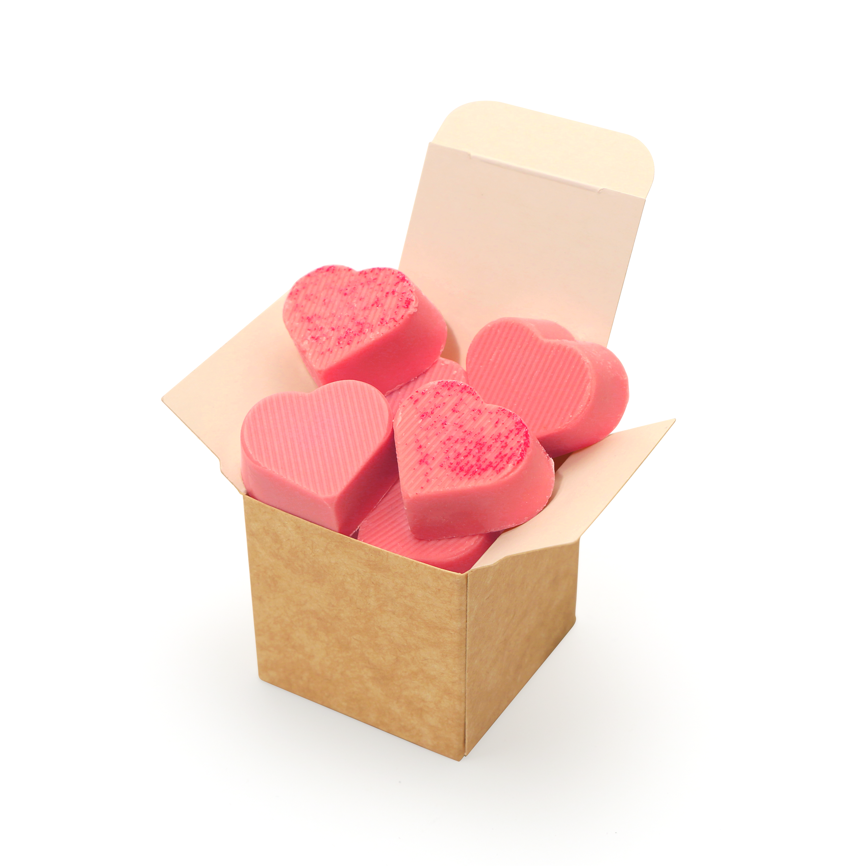 Valentines Eco Kraft Cube With Raspberry Heart Chocolate Truffles