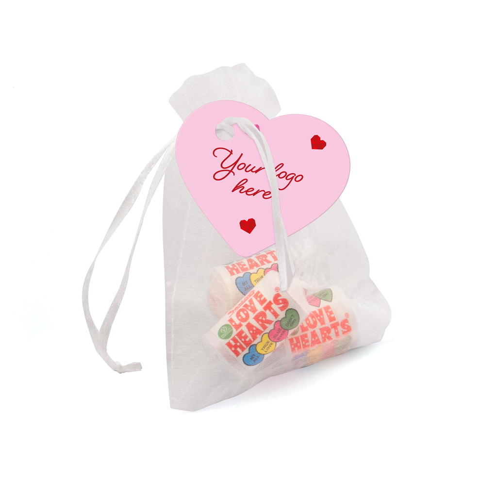 Valentines Organza Bag With Love Hearts