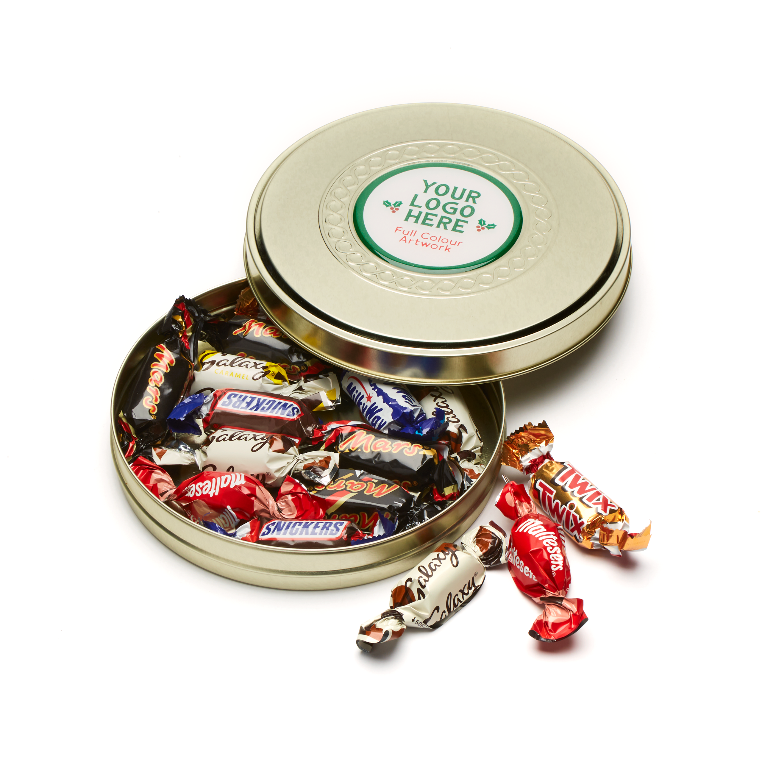 Winter Collection - Shallow Gold Treat Tin - Celebrations